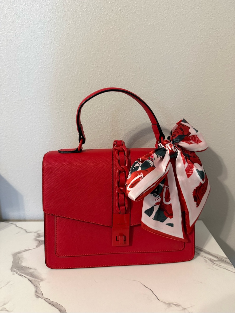 Red ALDO Glenda bag with Floral Bow